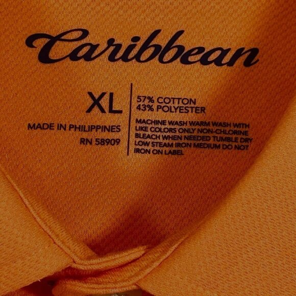 NWT Caribbean Men's Peach Button-Down Shirt XL 57% Cotton 43% Polyester Dillards - Picture 3 of 7